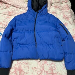 Cropped Blue Puffer Jacket
